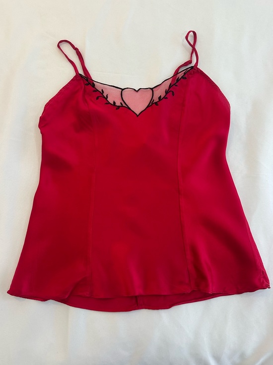 Victoria's Secret Tops - Vintage 90s Victoria's Secret Red Satin Heart-Detail Cami